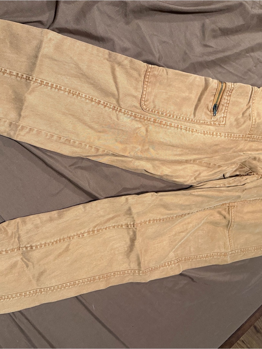 Nicole Miller New York Tan Cargo Jogger Pants XS Utility Drawstring